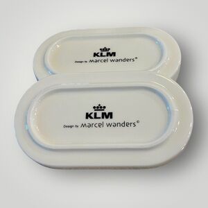 KLM Airlines 1st Class White Porcelain Deep Smooth 2 Plates Collectible New